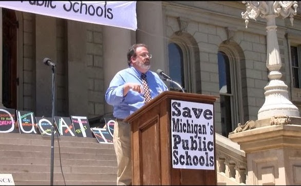 MIPFS Executive Director Steven Norton at the Save Michigan's Public Schools rally, June 2013